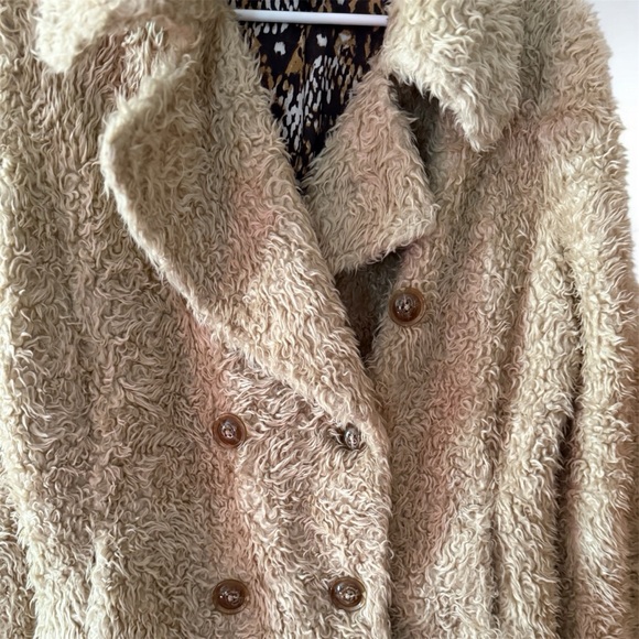 Anne Klein Fuzzy Teddy Double-Breasted Peacoat Jacket Size M - Picture 6 of 7